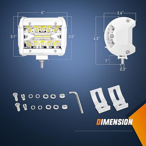 Nilight Marine LED Light Pods 2PCS 4 Inch White for Boat Deck Truck Tractor - color: 2Pcs White Shell with White Light