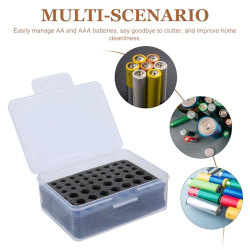 SOIMISS Battery Organizer Box for Aa AAA Batteries Transparent Dustproof Battery Storage Container with Sponge Inserts Multi-Compartment Holder Case for Remote Controls Flashlights Home Office Travel