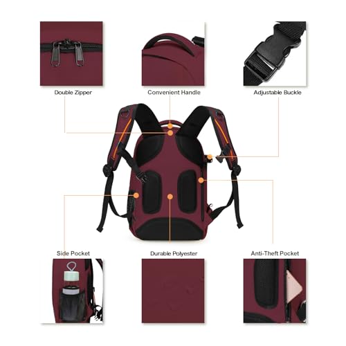 MOSISO Camera Backpack,Photography Backpack Padded Camera Bag, Wine Red - color: Wine Red