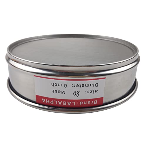 LABALPHA 80 Mesh Lab Sieves, #80 Mesh Test Sieve, 8'' Diameter, 304 Stainless Steel Wire Cloth (0.2mm) - size: 80 mesh (0.2mm)