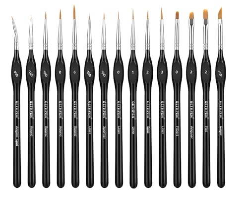 GETHPEN Miniature Paint Brushes, Micro Detail Paint Brush Set, 15pcs - size: 15 Sizes