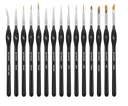 GETHPEN Miniature Paint Brushes, Micro Detail Paint Brush Set, 15pcs - size: 15 Sizes
