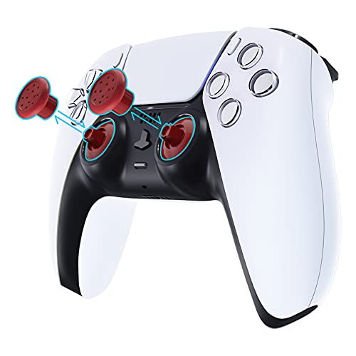 eXtremeRate ThumbsGear Interchangeable Ergonomic Thumbstick for PS5 Controller, for PS4 All Model Controller - 3 Height Domed and Concave Grips Adjustable Joystick - Carmine Red - color: Carmine Red