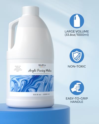 Nicpro Pouring Medium for Acrylic Paint 33.8oz/1000ml,Acrylic Paint Thinner - size: 33.8 Fl Oz (Pack of 1)