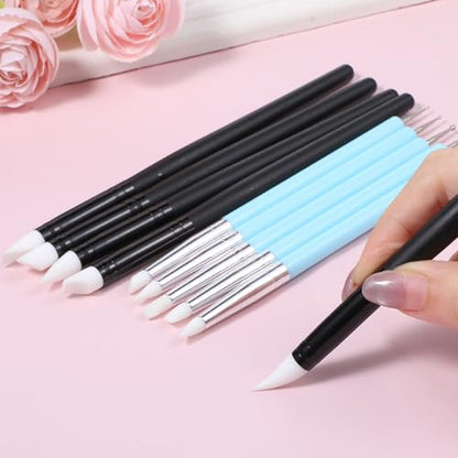 10 PCS Silicone Clay Tools, Silicone Brushes for Crafts Polymer Modeling Dotting Tool Clay Texture Tool Silicones Sculpting Tools for DIY Handicraft Embossing Pottery Nails
