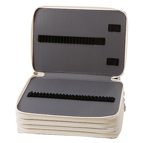 250 Slots Pencil Case 5-Layer Zipped Holder w/Handle - color: White + Flower, size: 250