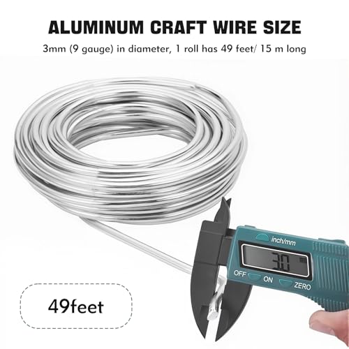 9 Gauge 50 Ft Aluminum Craft Wire, 3mm Bendable Armature Wire for Sculpting