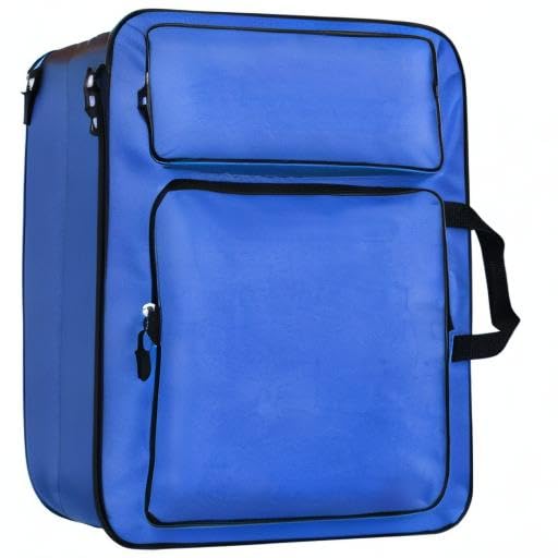 A3 Art Portfolio Carry Case Bag Drawboard Storage Portable Shoulder Tote - color: Dark Blue