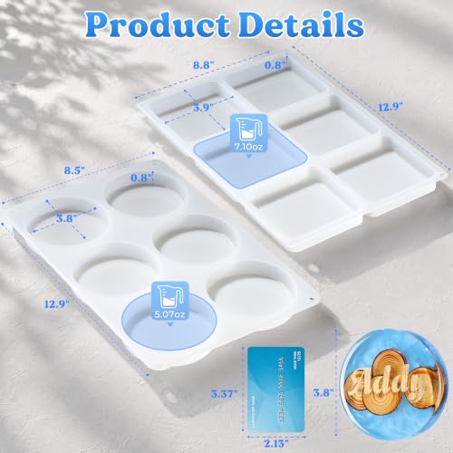 LET'S RESIN 12 Cavity Extra Deep Resin Coaster Molds, Large Silicone Molds - size: 12 cavity