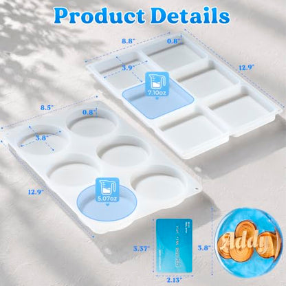LET'S RESIN 12 Cavity Extra Deep Resin Coaster Molds, Large Silicone Molds - size: 12 cavity
