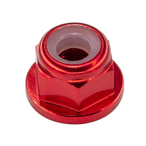 30pcs M3 Flange Lock Nuts CW Aluminum Alloy Nylon Inserted Self Clinching Locking Hex Nuts for DIY Build FPV Drone RC Car Parts, Red Color - color: Red, size: M3