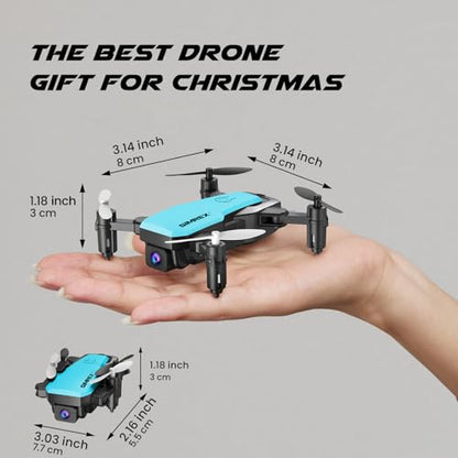 SIMREX Mini Drone with 720P Camera for Kids & Beginners - Foldable RC Quadcopter, Optical Flow Positioning, Altitude Hold, 3D Flip, 2 Batteries 20Min Flight, Safe & Easy Indoor Outdoor Flying Toy Gift (NEW BLUE) - color: Blue