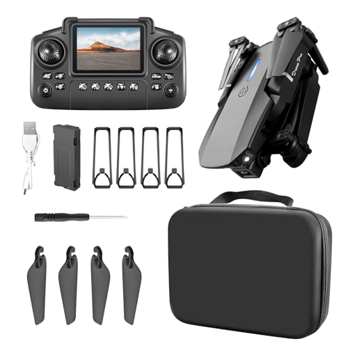 ikaufen E88 Drone with Built-in screen control, Camera for Adults RC Drone With 720P HD Dual Camera WiFi FPV Foldable Quadcopter Aircraft +1 Battery (E88 Dual camera Black) - size: E88 Dual Camera Screen Control + 1 Battery Black