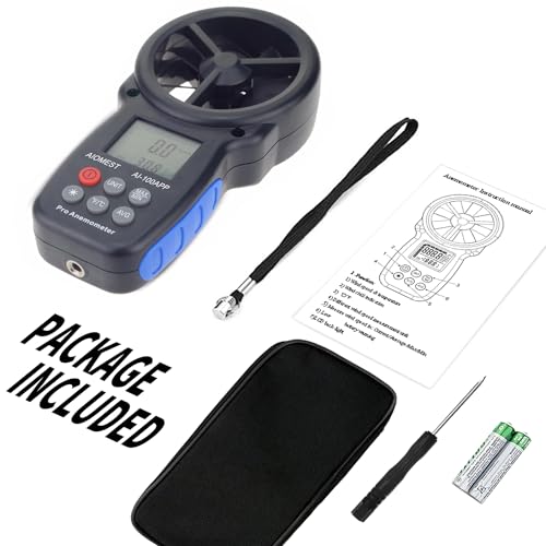 Anemometer Bluetooth 65MPH, AIOMEST HVAC Air Flow Wind Meter CFM AI-100APP - color: AI-100APP Bluetooth Anemometer