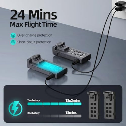 Drone with Camera 1080P HD, FPV Foldable Mini Drone for Beginners Kids Boys Girls, with 2 recharging Batteries, Carrying Case, One Key Start, Stable Hover, Trajectory Flight, Toys Gifts (Black)