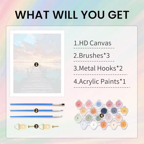 Beach Paint by Number Adult Paint by Numbers Kits for Adults 20x16in - color: Beach, size: 16x20inch