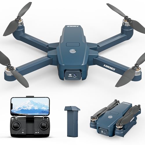 X15 Drone with 1080P HD Camera for Adults Beginners, Drone with Brushless Motor, One Key Takeoff/Landing, Trajectory Flight, Gesture Control, 3 Speed Modes, Modular Battery, Gift for Adults - color: Dark blue