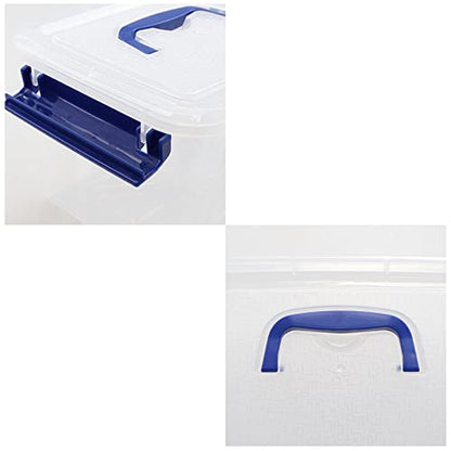 3.5 L Small Latch Storage Container Box with Carry Handle, Set of 6 - color: Blue