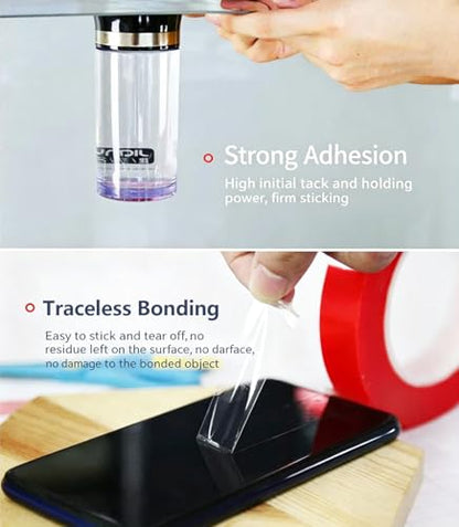 2 Rolls 1.2" Red liner clear double sided PET tape, DIY Crafts, 30mm x 25m - size: 2pcs 30mm x 25M