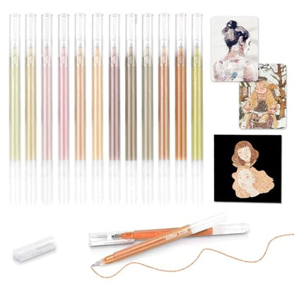 12 Pack Skin Tone Glitter Gel Pens Set High-Capacity - color: skin tone