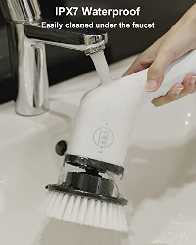 Electric Spin Scrubber, Bathroom Shower Cleaning Brush with Long Handle - color: White