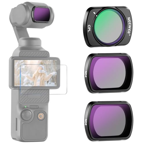 NEEWER ND & CPL Filter Kit Compatible with DJI Osmo Pocket 3 / Pocket 4 / Xtra Muse, ND4 + ND8 + CPL Magnetic HD Neutral Density Circular Polarizer Filter Accessories Set, FL-B03 - style: 3 Pack ND+CPL