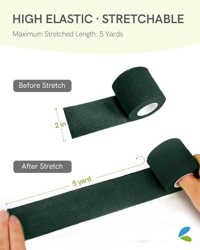 FriCARE Self Adhesive Bandage Wrap, Medical Tape in First Aid Kit - color: Hunter Green