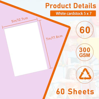 Guakicae 60 Sheets White Cardstock 5 x 7 Thick Paper 110lb - color: White, size: 5x7-60pcs