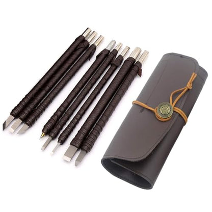 Stone Carving Tool Set Chisel Carving Tool Carving Kit 8pcs Engraving Carve Cutting Blade Chisel Tool Set Tungsten Steel for Soft Stone