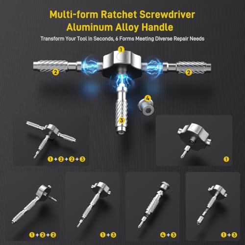T Handle Ratchet Screwdriver Set, Upgraded 62 in 1 Magnetic Screwdriver Set - color: Grey, size: 62 PCS
