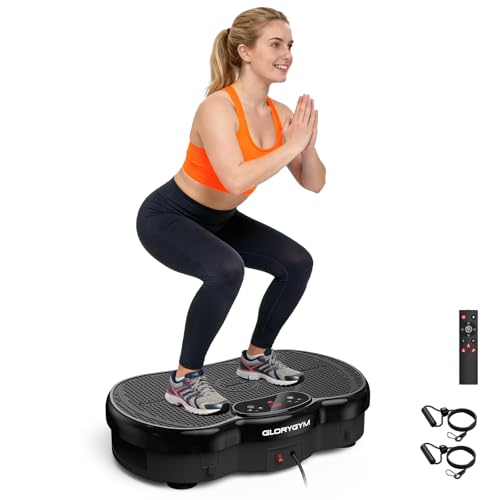 Vibration Plate Exercise Machine for Body Shaker Machine & Weight Loss, Shake Plate with Resistance Bands, 120 Speed Levels, Remote Control, Full Body Workout, Compact Home Gym Equipment - color: Black, size: Medium