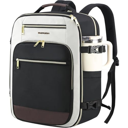 EMPSIGN 40L Travel Backpack for Women & Men - color: Beige/Black/Coffee