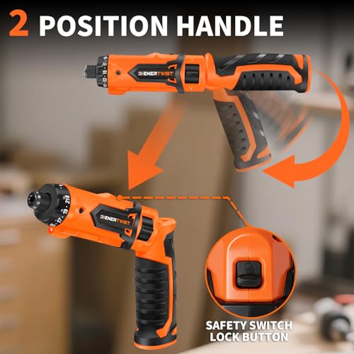 ENERTWIST 8V Cordless Screwdriver, 82 Accessory Kit, Max 10Nm 21+1 Cluth - style: 82PCS 8V ORANGE