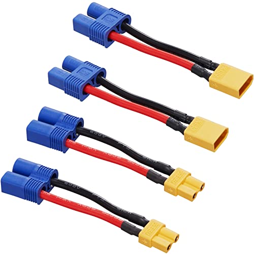 4 Pack 16AWG XT30 to EC3 Adapter Connector ec3 to xt30 Adapter - size: XT30-EC3