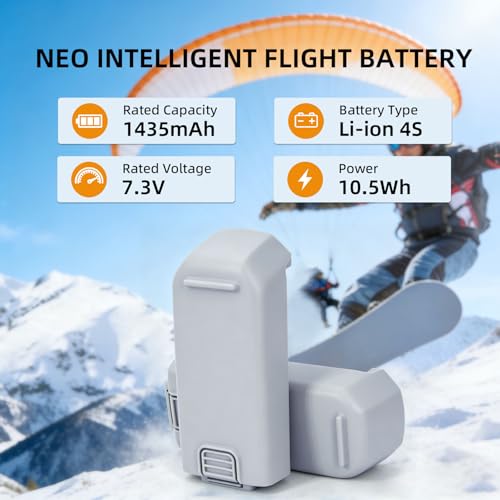 (2-Pack Neo Battery,1435mAh Intelligent Flight Replacement Li-ion Battery,Max 18 Mins Flight Time,Compatible with DJI Neo Drone