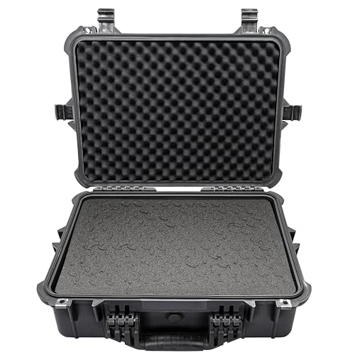Eylar 20" Large Hard Case Equipped With Ragar Reconfigurable & Reusable XP Crosslinked Foam Insert, Waterproof, Shockproof For Equipment, Drones And Cameras (2 Ragar Layers) (Black)