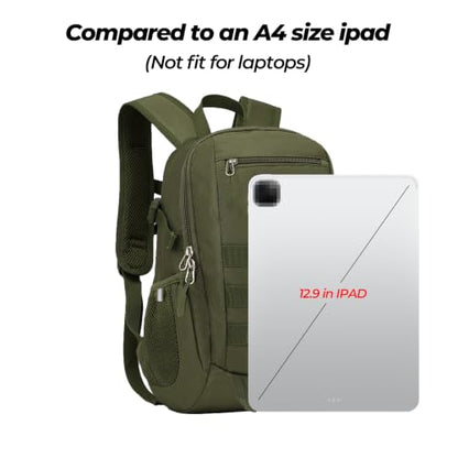 ArcEnCiel 10L/20L Mini X-Small Tactical Backpack MOLLE Daypack Gear Pack Camping Bag with Patch - color: Green, size: 10L