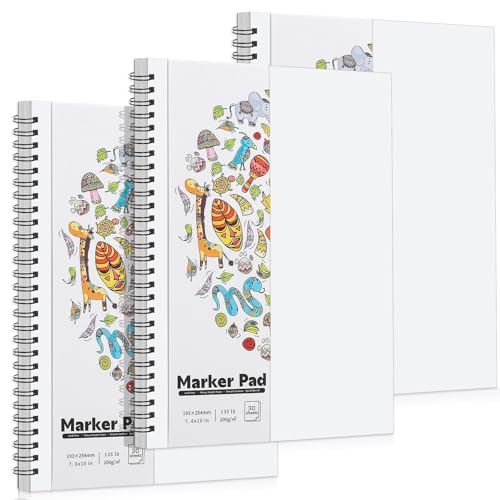 3 Pack Marker Paper Pad 7.6 × 10 in, 200gsm Spiral Sketchbook - size: 7.6×10 Inch (3 pack)