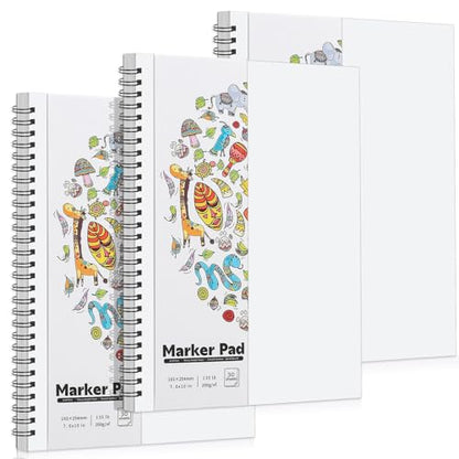 3 Pack Marker Paper Pad 7.6 × 10 in, 200gsm Spiral Sketchbook - size: 7.6×10 Inch (3 pack)