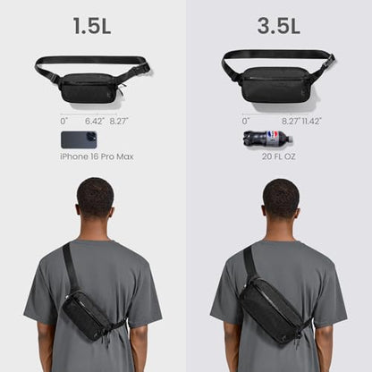 tomtoc 3.5L X-Pac Sling Bag with RFID Blocking Crossbody Pack for Men Women - color: X-Pac Black, size: 3.5L