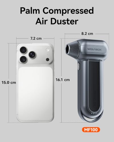 WOLFBOX MF100 Compressed Air Duster, 150000RPM Turbo Fan, 45 m/s Airflow