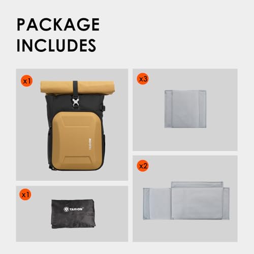 TARION Urban Large Camera Backpack with Rolltop Hardshell 16L Gold XH - color: Gold