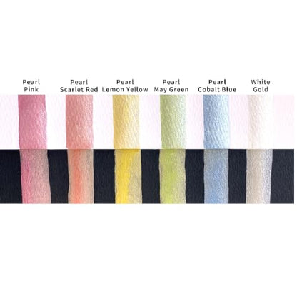 Kuretake Gansai Tambi PEARL COLORS, 6 colors set, Made in Japan - style: Pearl
