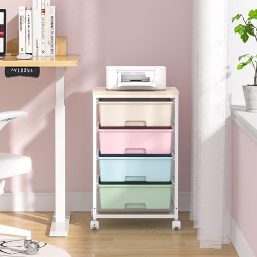 Utility Cart with 4 Drawers, Rolling Storage Cart with Drawers, Rainbow - color: Rainbow, size: 4 Drawers