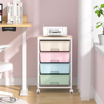 Utility Cart with 4 Drawers, Rolling Storage Cart with Drawers, Rainbow - color: Rainbow, size: 4 Drawers
