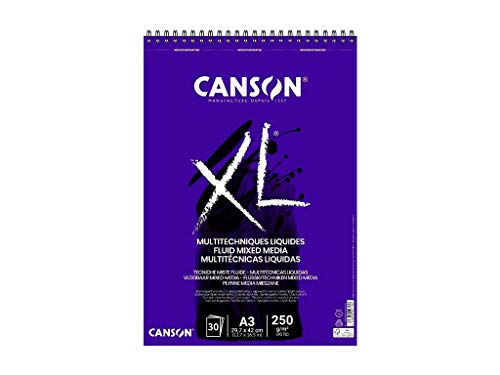 Canson Mix-Media XL Pad - A3 Pad for Acrylic, Watercolour, Pastel & Pencil - 30 Sheets - size: A3