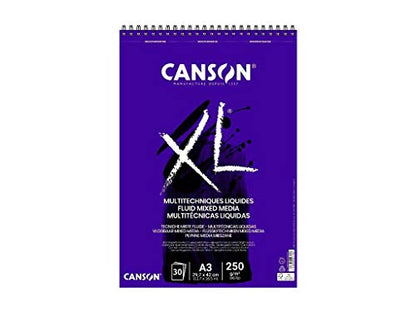 Canson Mix-Media XL Pad - A3 Pad for Acrylic, Watercolour, Pastel & Pencil - 30 Sheets - size: A3