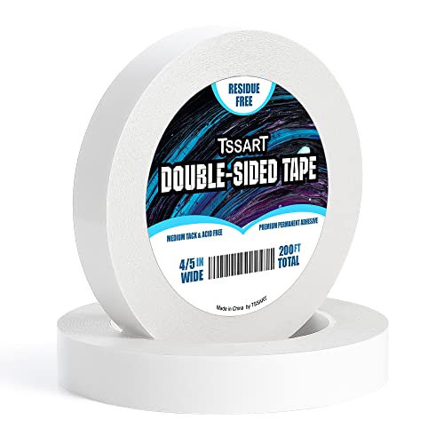 Ultra-Thin Permanent Double-Sided Tape - Double Sided Adhesive Sticky Tape for Arts, Crafts, Photography, Scrapbooking, Tear-by-Hand - Acid Free 4/5 Inch Wide 200FT Long Total - size: 4/5"-2PK