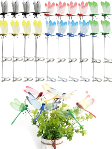 20 Pcs 5 Color Dragon Fly Clips, Visual Predator Deterrent Fake Dragonfly - color: 20 Pcs 5 Color