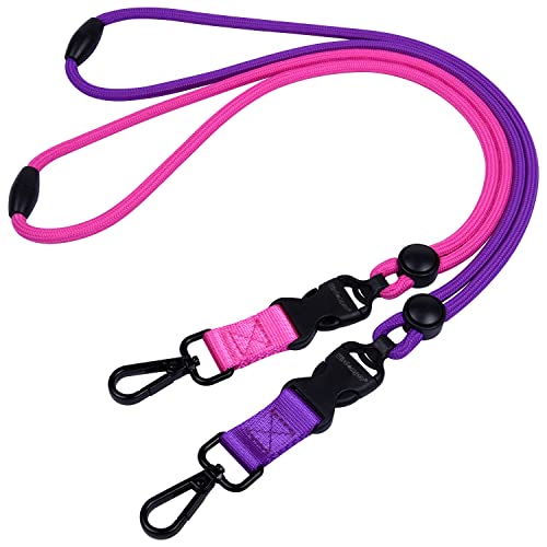 Wisdompro 2 Pack 21" Lanyard with Safety Breakaway Buckle - Hotpink, Purple - color: Hot Pink, Purple, size: 21 inches